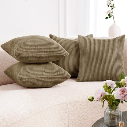 Soft Corduroy Throw Pillow Covers for Modern & Classic Homes | 4PCS