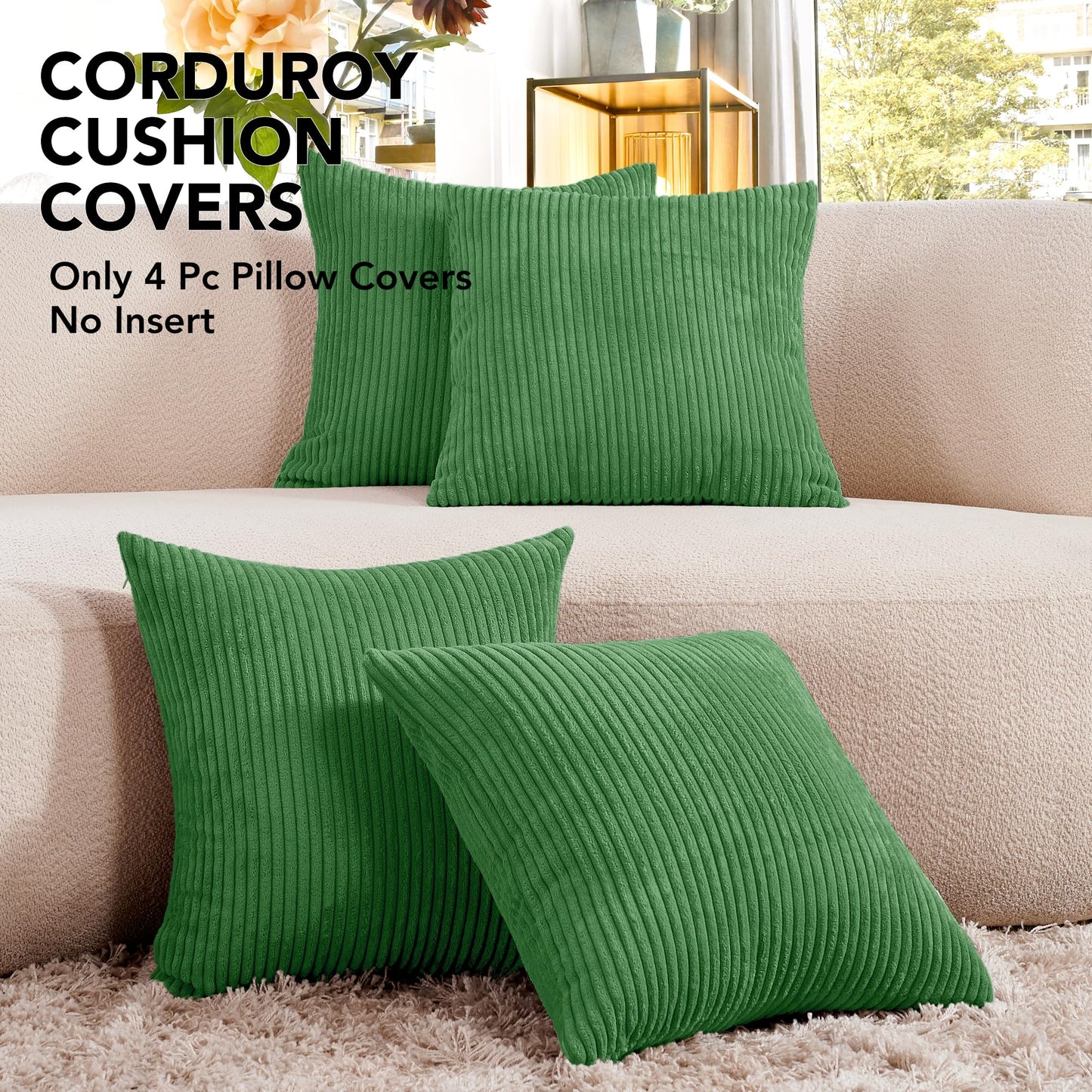 Soft Corduroy Throw Pillow Covers for Modern & Classic Homes | 4PCS