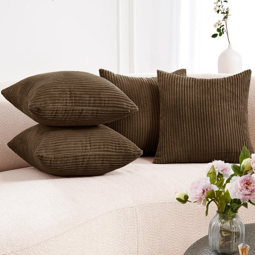 Soft Corduroy Throw Pillow Covers for Modern & Classic Homes | 4PCS