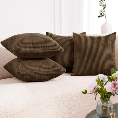 Soft Corduroy Throw Pillow Covers for Modern & Classic Homes | 4PCS