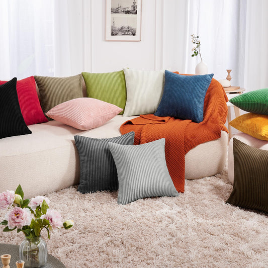 Soft Corduroy Throw Pillow Covers for Modern & Classic Homes | 4PCS