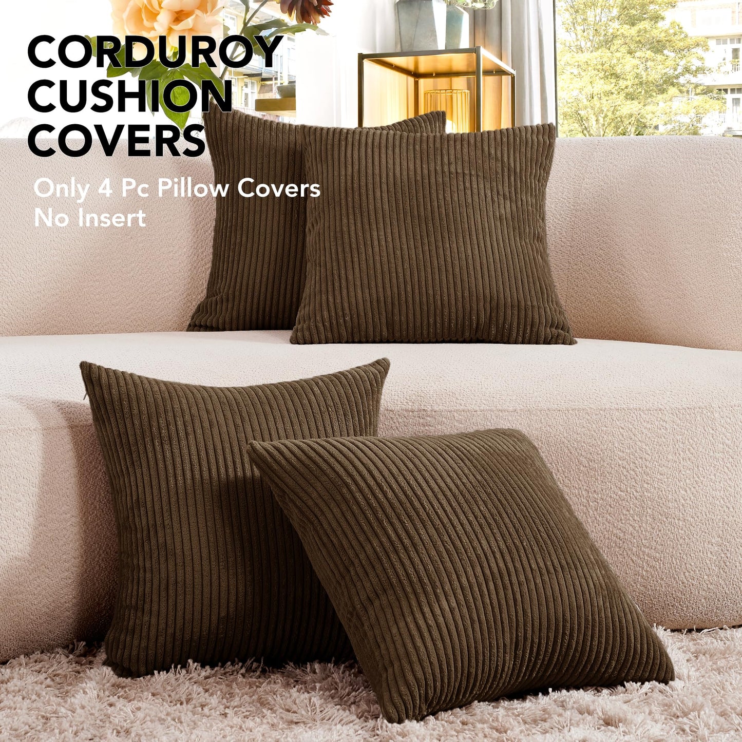 Soft Corduroy Throw Pillow Covers for Modern & Classic Homes | 4PCS