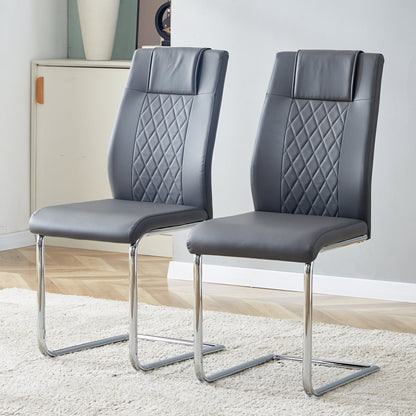 Contemporary Padded Grey Dining Chair with Plated Legs