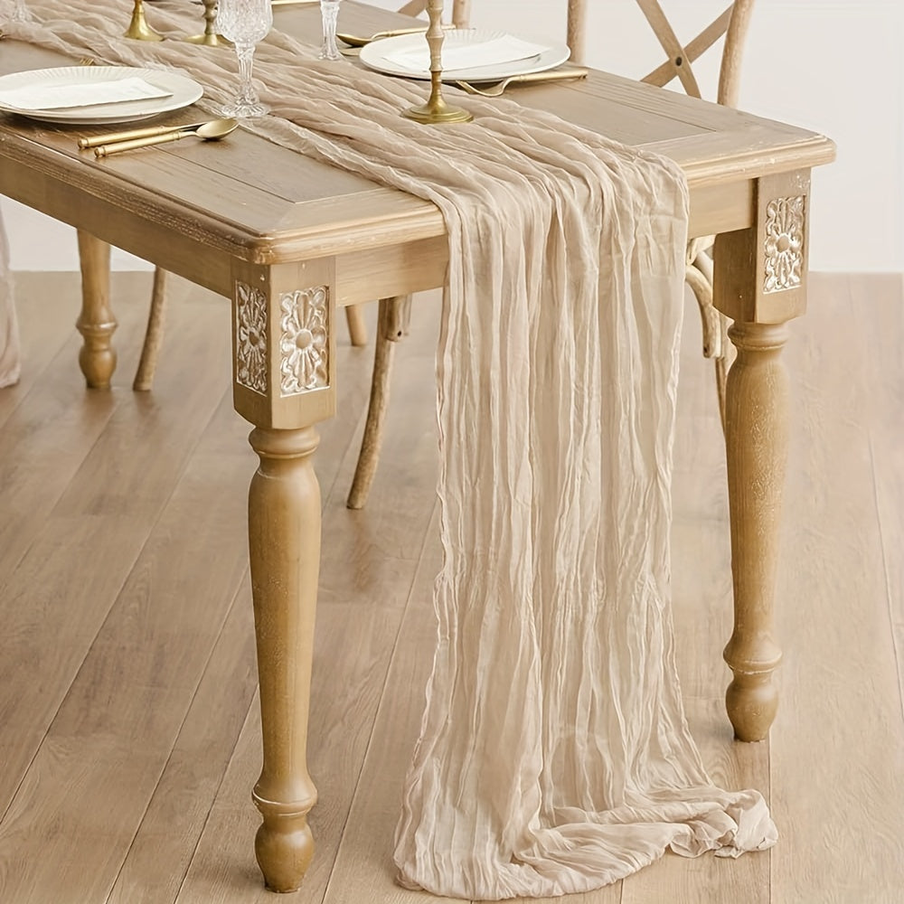 Boho Cheesecloth Table Runner | Long Gauze for Wedding & Holiday Decor