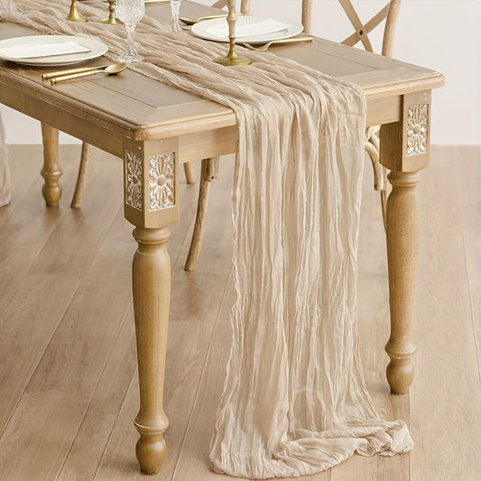 Boho Cheesecloth Table Runner | Long Gauze for Wedding & Holiday Decor