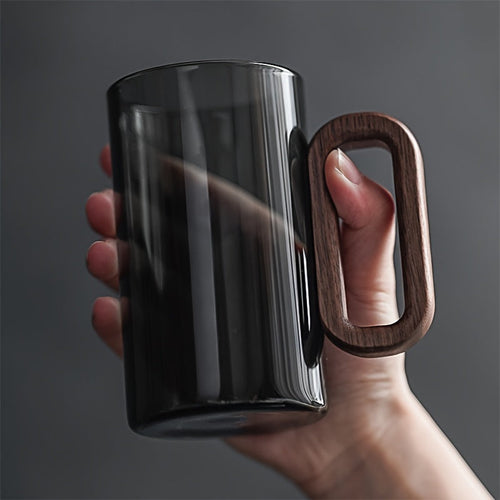 Curated Sip Glass Mug Set with Natural Walnut Handle | Sustainable & Stylish