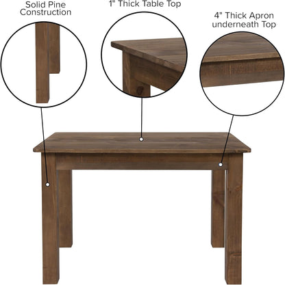 Solid Pine Farm Dining Table in Antique Rustic Finish