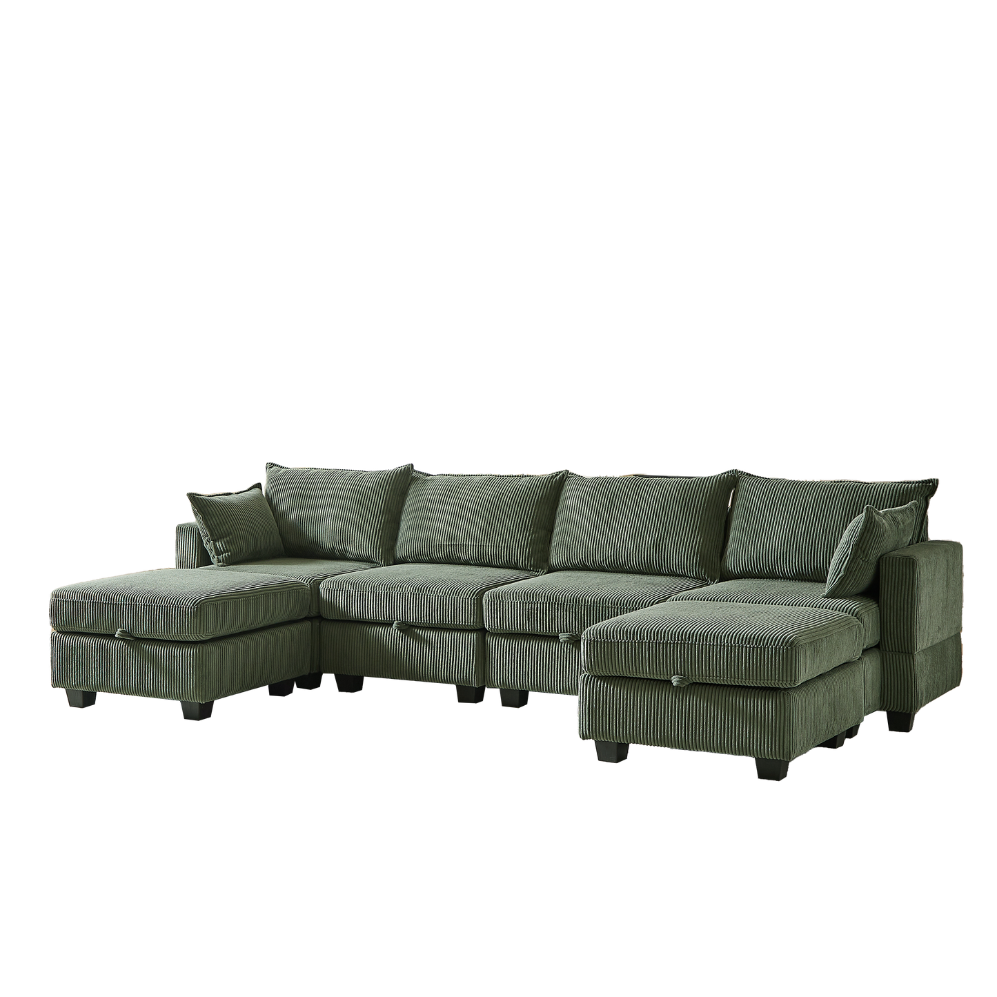 113.5'' Convertible Modular Sofa with Corduroy Fabric & Hidden Storage