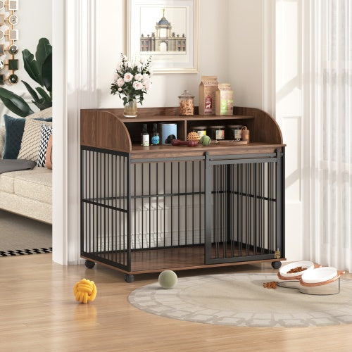 Stylish Indoor Dog House for Large Dogs – Engineered Wood & Steel