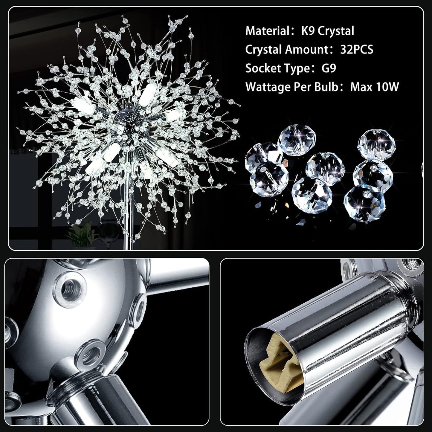 Crystal Floor Lamp, High Pole Lamp, Fireworks Lamp