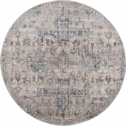 Orrick Modern Farmhouse Medallion Rug – Soft Gray & Cream Persian Design