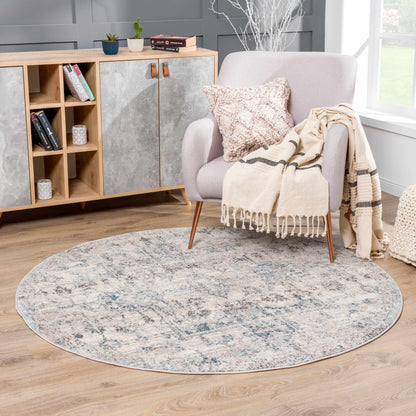 Orrick Modern Farmhouse Medallion Rug – Soft Gray & Cream Persian Design