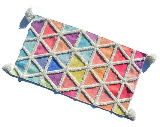 Handmade Multicolor Cotton Area Rug with Tassels – 2' x 3.75'