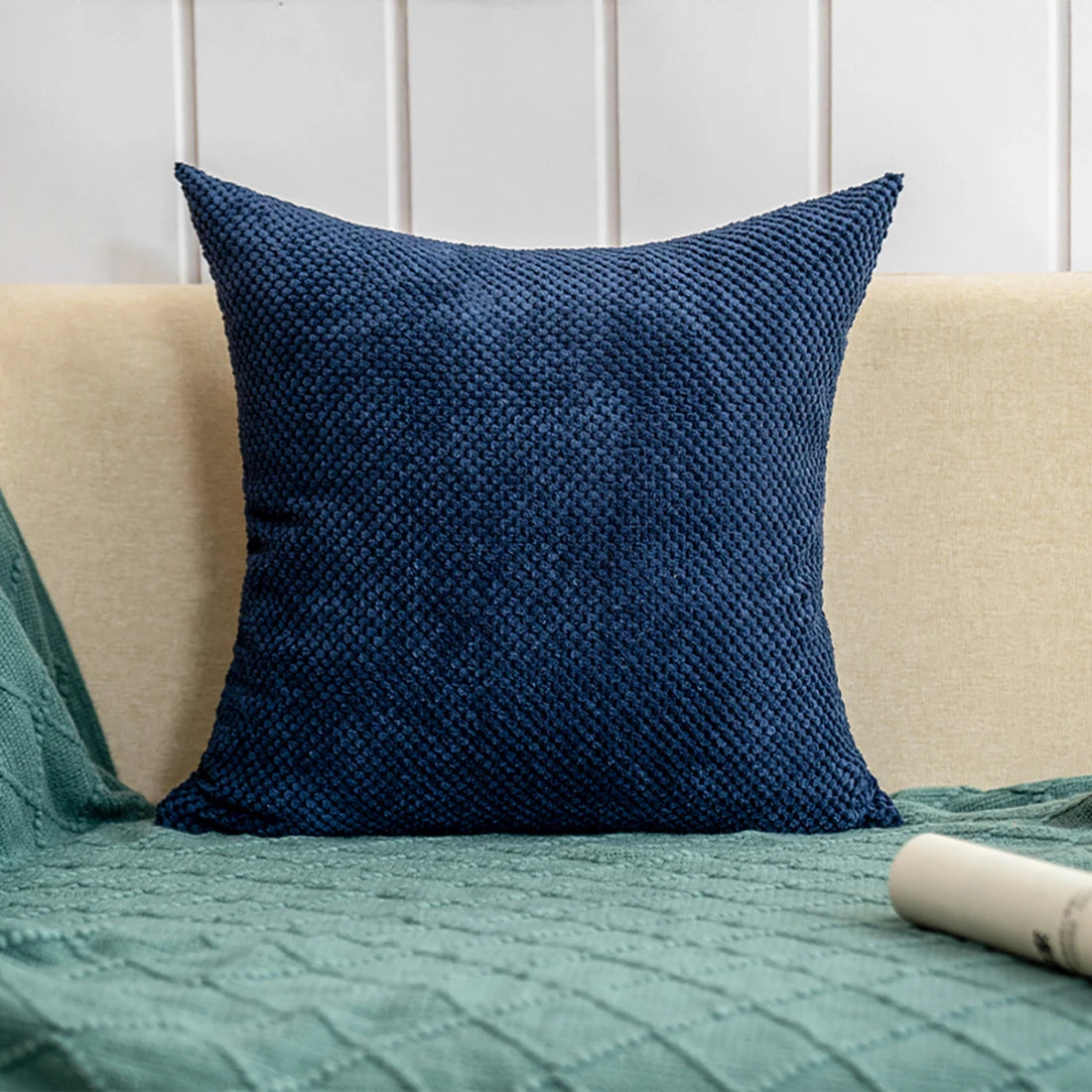 Navy Cross Design Throw Pillow with Insert – 18" x 18"