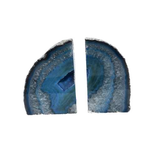 Silver Electroplated Agate Bookends | Polished Geode Book Ends