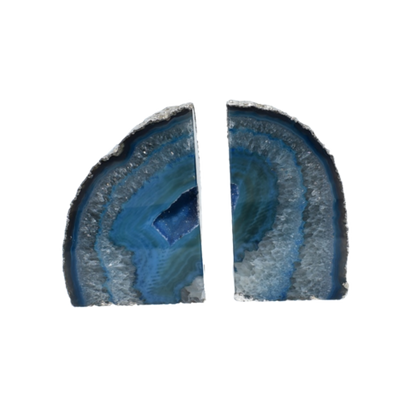 Silver Electroplated Agate Bookends | Polished Geode Book Ends
