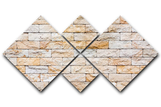 Stone tile samples arranged in a diamond pattern on a white background