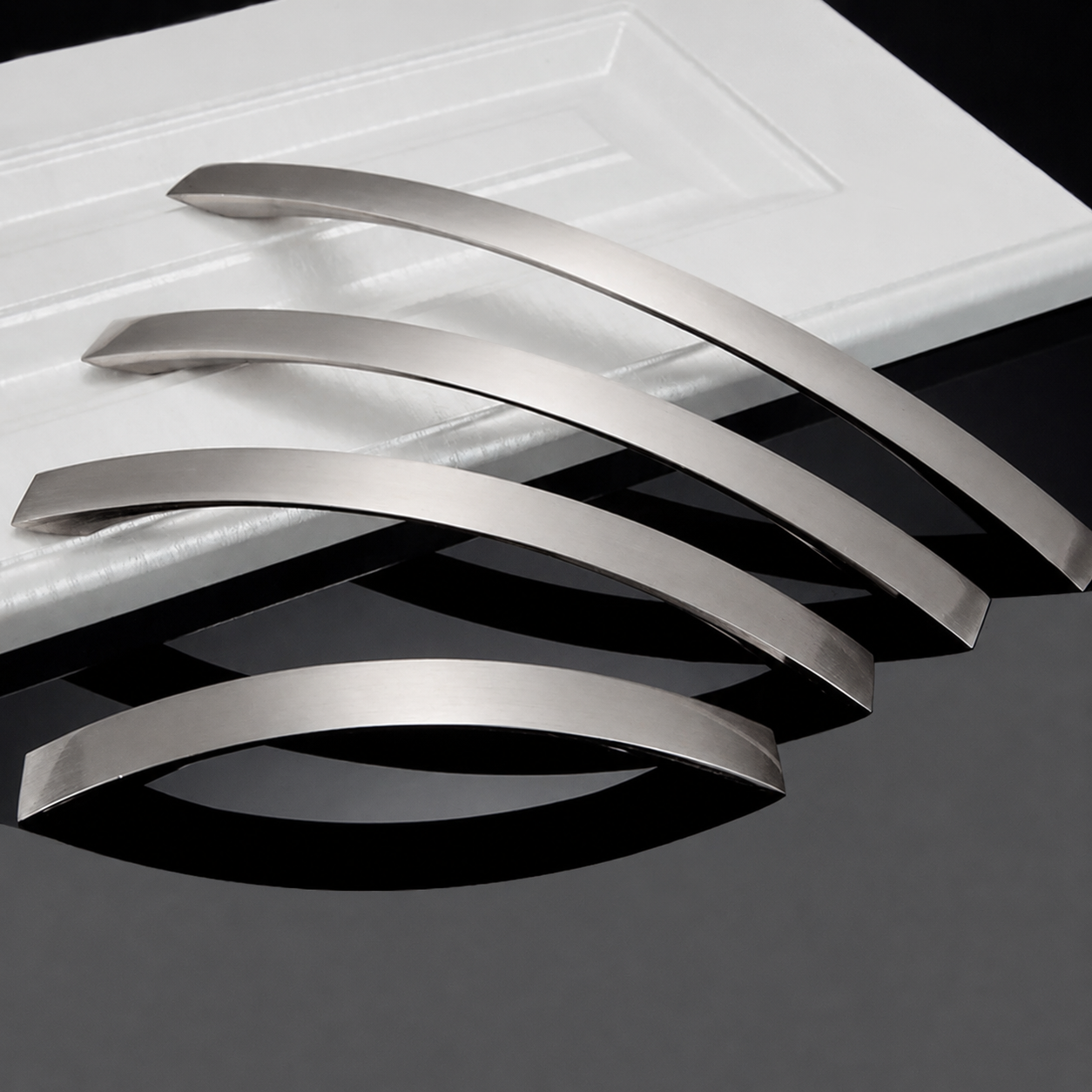 Brushed Silver Curved Cabinet & Drawer Handles