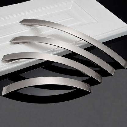 Brushed Silver Curved Cabinet & Drawer Handles