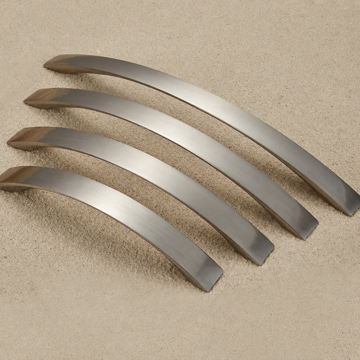 Brushed Silver Curved Cabinet & Drawer Handles