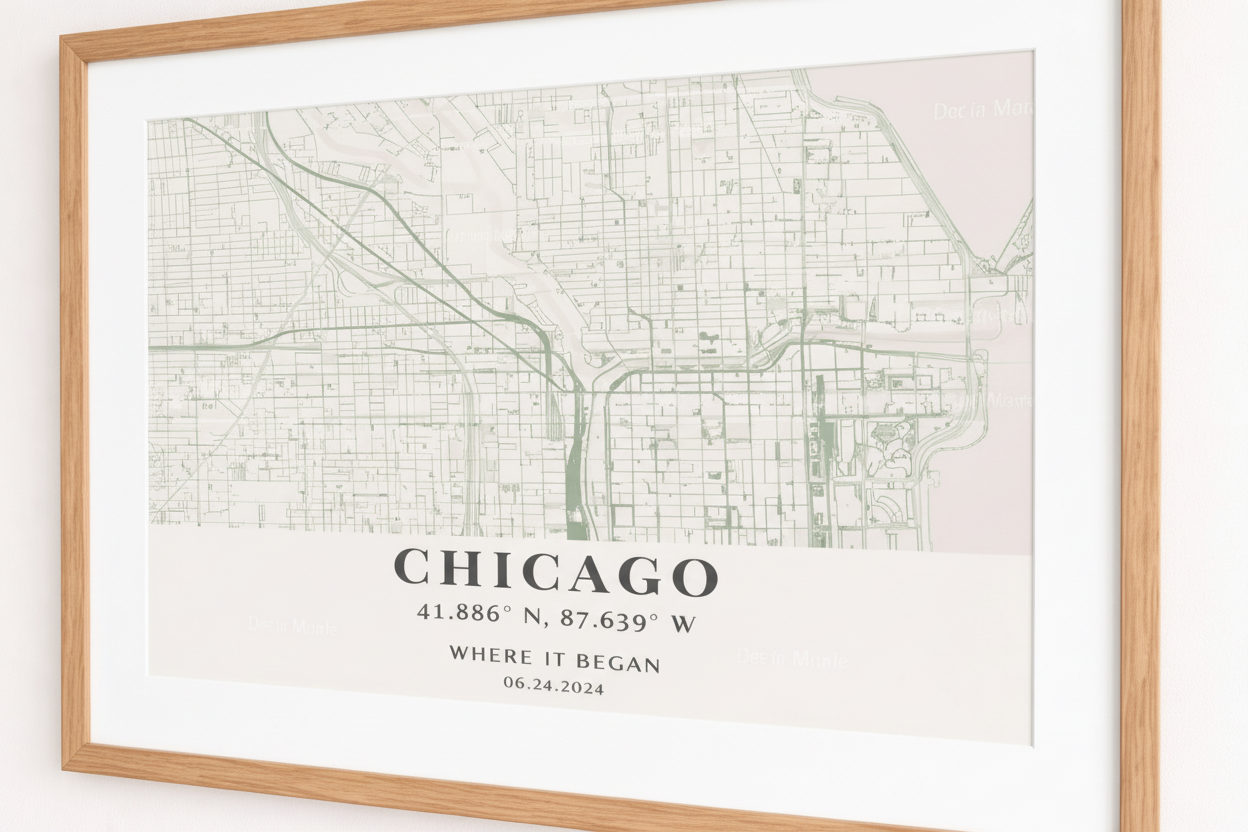Custom Chicago Map Print – Personalized Wall Art