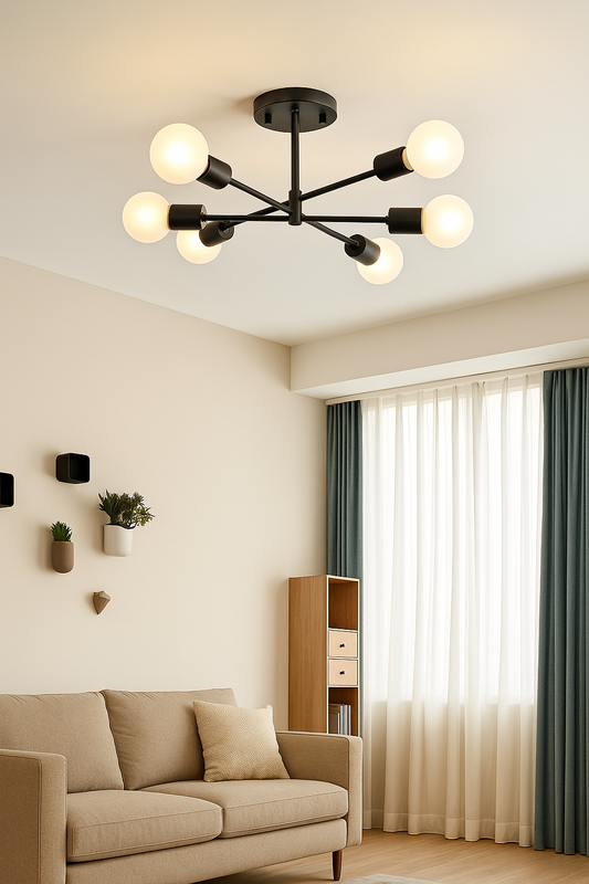 Complete 6 Point Sputnik Lighting Set – Fixture + Bulbs