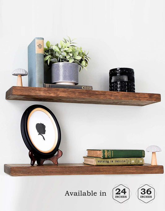 Handcrafted Rustic Wood Floating Shelves - Set of Two