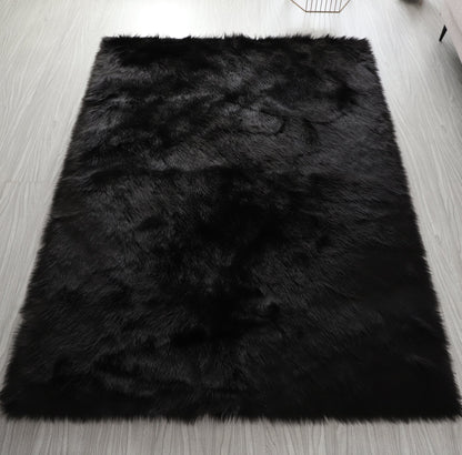Faux Fur Black Area Rug