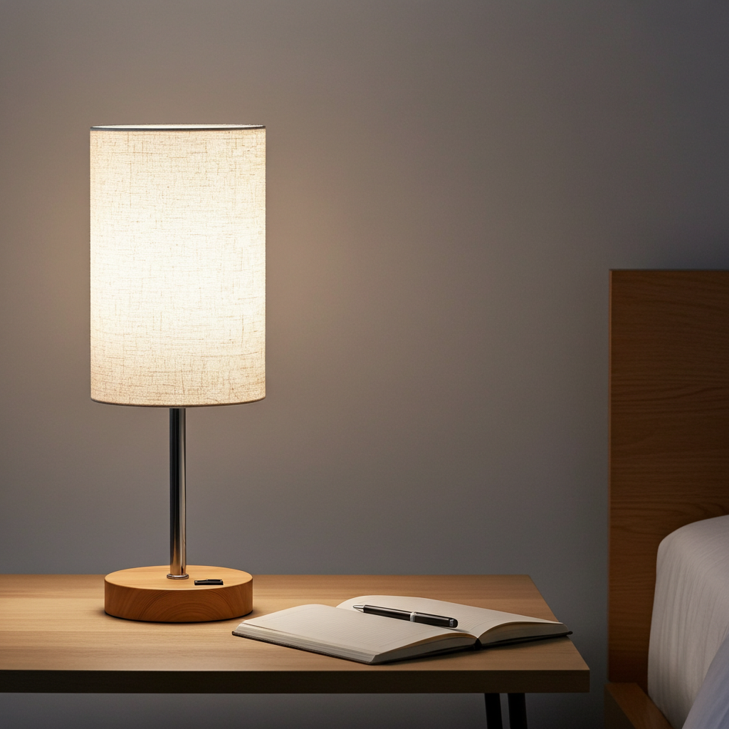Soft Glow Bedside Lamps – Set of 2 with Built-In Outlets