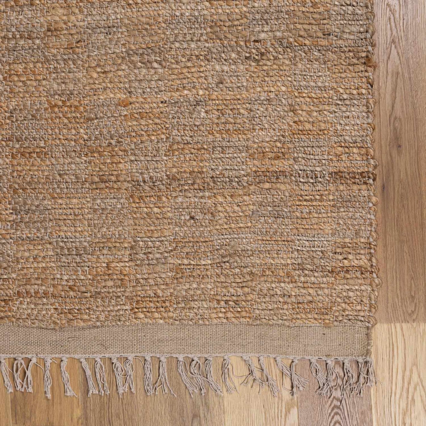 Natural Hand-Woven Jute Rug – Light Brown & Brown