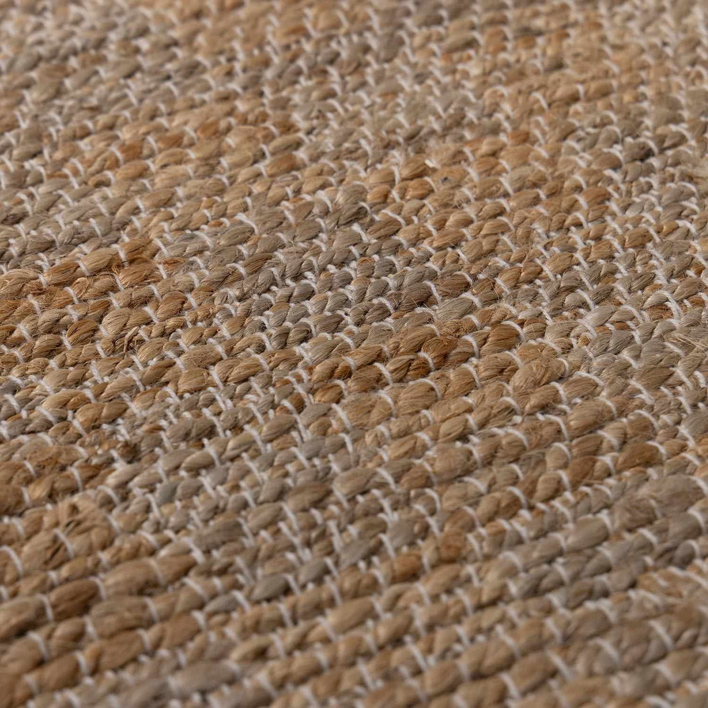 Natural Hand-Woven Jute Rug – Light Brown & Brown