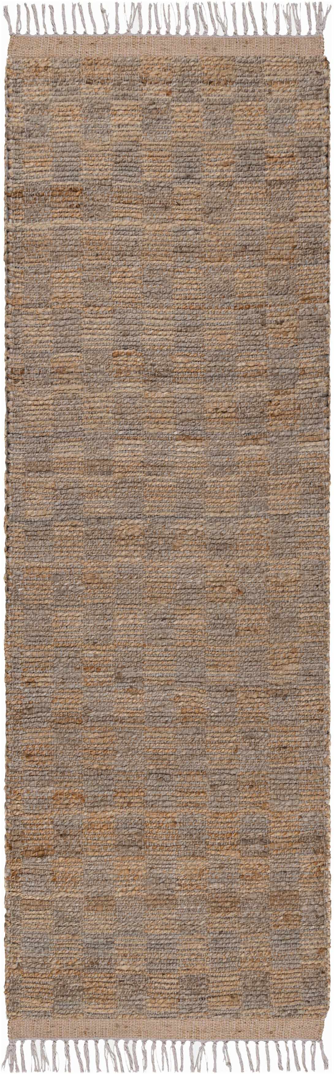 Natural Hand-Woven Jute Rug – Light Brown & Brown