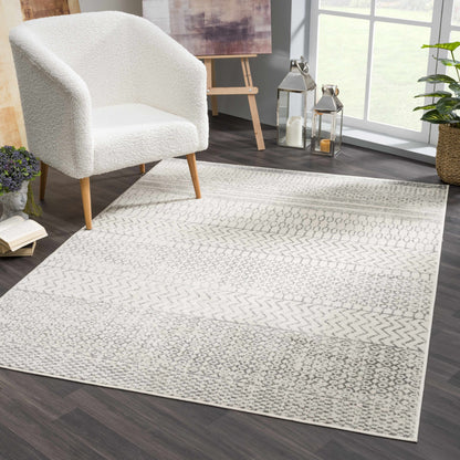 Durable & Easy-to-Clean Moroccan Geometric Rug | Gray & Ivory