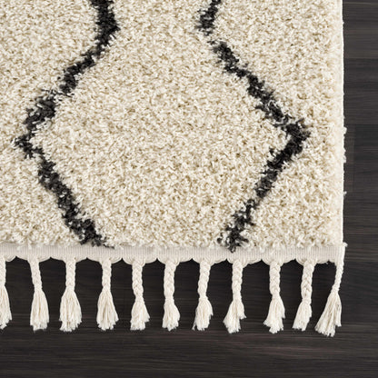West End Moroccan Trellis Shag Area Rug - Plush 1.18" Pile with Fringed Edges