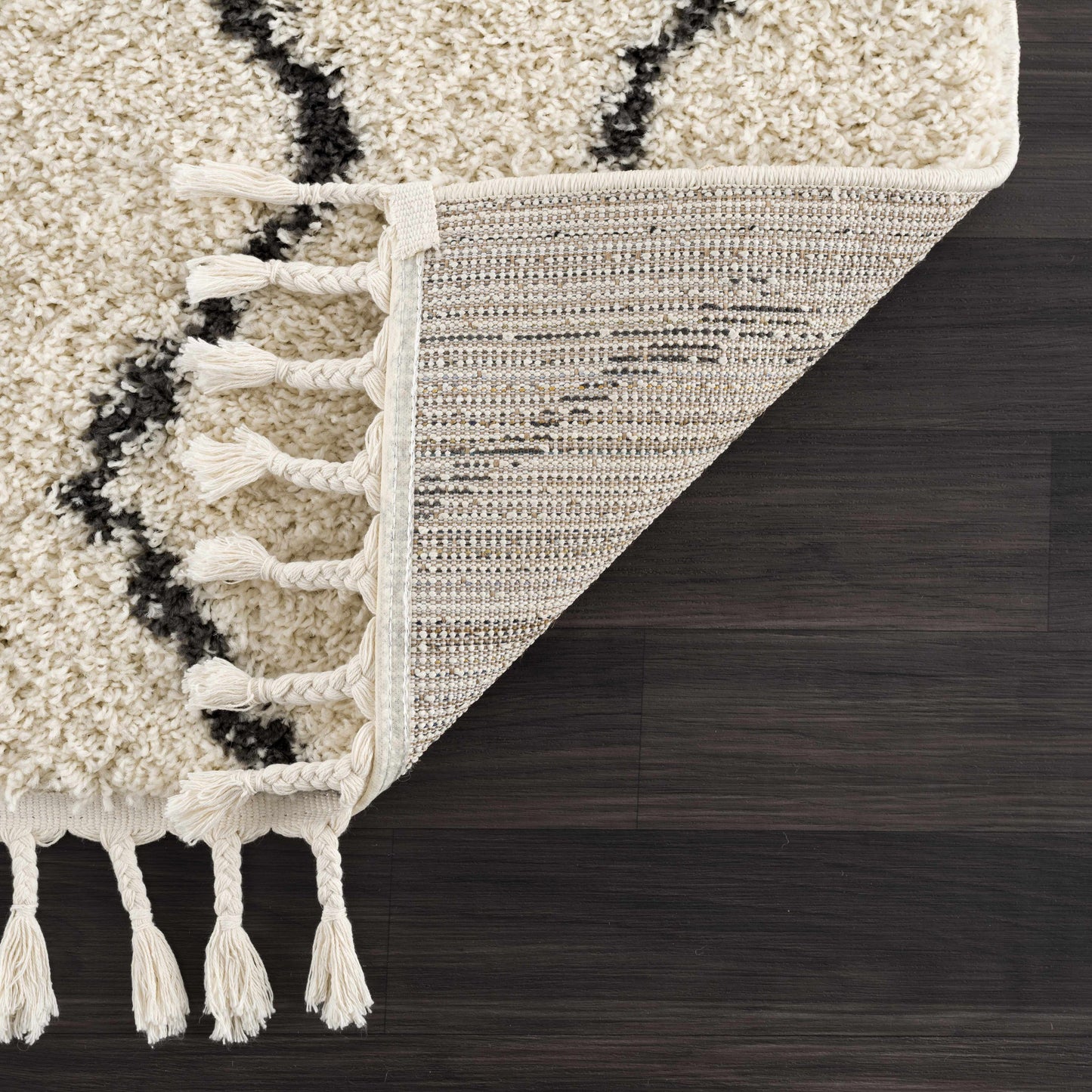 West End Moroccan Trellis Shag Area Rug - Plush 1.18" Pile with Fringed Edges