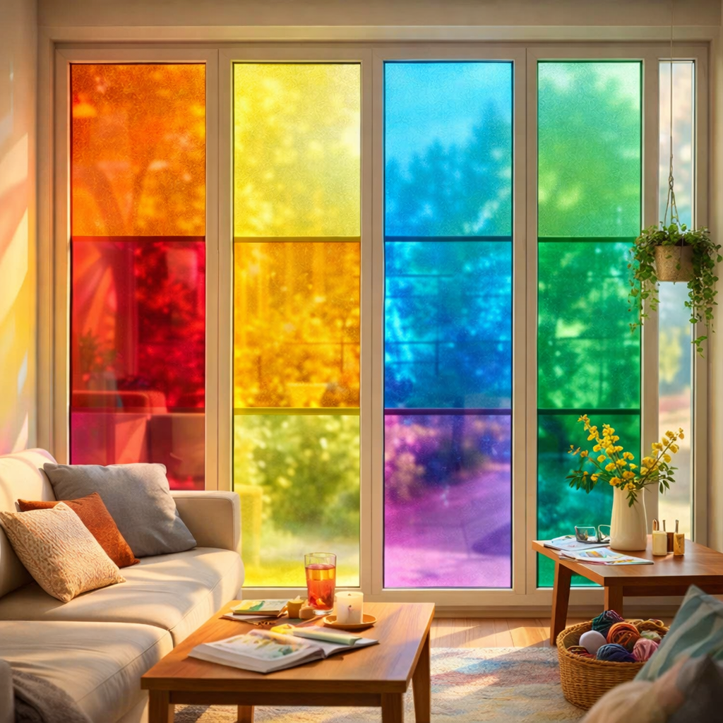 DIY, Renter Friendly Stained Glass Window Film – Multicolor Static Cling Vinyl for Creative Studios