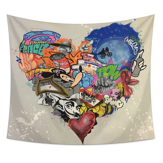 Cozy Heart Throw Tapestry for Wall or Bed