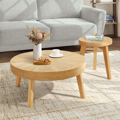 Farmhouse Round Coffee Table Nesting Set of Three