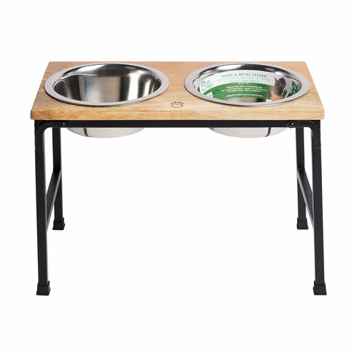 Sustainable Elevated Feeder with Stainless Steel Bowls
