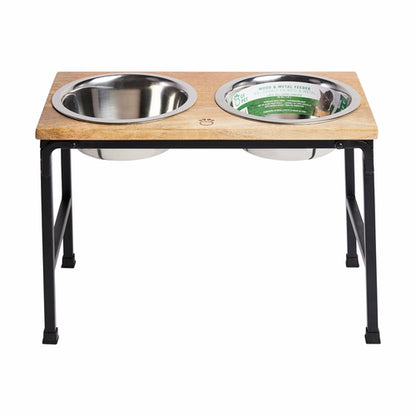 Sustainable Elevated Feeder with Stainless Steel Bowls