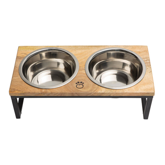 Sustainable Elevated Feeder with Stainless Steel Bowls