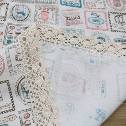 Vintage Print Table Cloth Cotton Linen