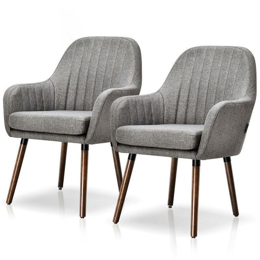 Retro-Style Gray Accent Chairs (Set of 2)
