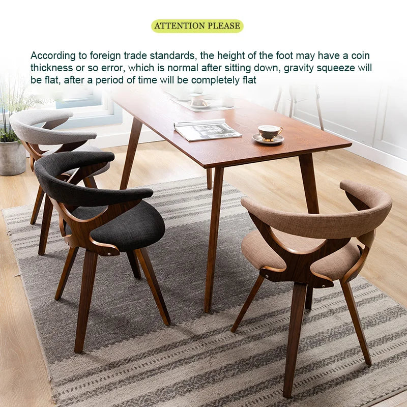 Nordic Solid Wood Dining Chair with 360° Swivel and Fabric Cushion