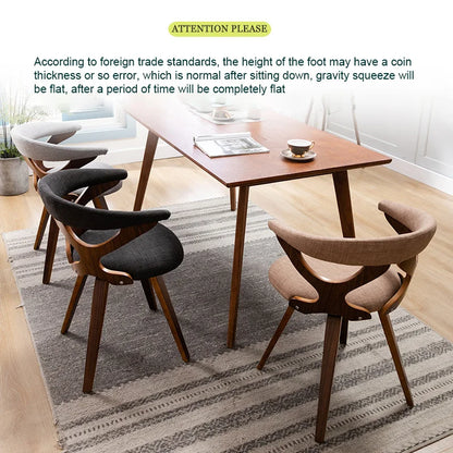 Nordic Solid Wood Dining Chair with 360° Swivel and Fabric Cushion