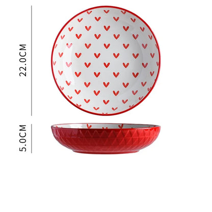 Modern Porcelain Dinnerware with Playful Heart Pattern