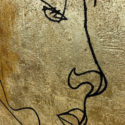 Modern Hand Painted Gold Foil Canvas Art Large Abstract Oil Painting