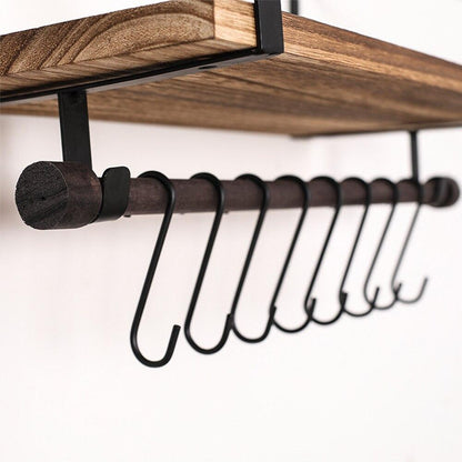 Wall Shelf Mounted Rustic Wood For Bathroom Kitchen