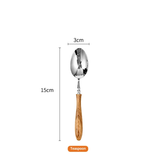 Eco-Friendly Wooden & Stainless Steel Dinnerware Set