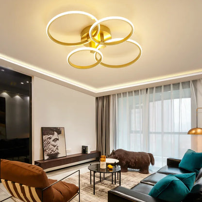 Modern Gold LED Ceiling Lamp with Remote and App Control